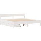 vidaXL Posteljni okvir z vzglavjem bel 160x200 cm trdna borovina, (21322145) | Shoptok.si