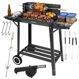 Kaminer vrtni roštilj na ugljen s ražnjem (rotisserie), poklopcem i policama 93x41x86 cm Cijene