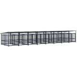vidaXL Vanjski kavez za pse s krovom čelični 15,02 m² | shoptok.hr