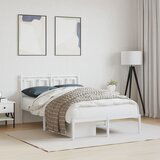 Maison Chic Kovinski Posteljni okvir - Dvoposteljna postelja - Zakonska postelja z vzglavjem bel 120x200 cm, (21692824) | Shoptok.si
