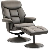HOMCOM ležeči naslonjač umetno usnje, večplastna plošča 81D x 95Š x 107V cm Siva, (5000242999) | Shoptok.si