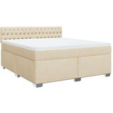 vidaXL Box spring postelja z vzmetnico krem 180x200 cm blago | Shoptok.si