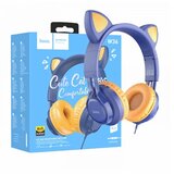 hoco. slušalice sa mikrofonom, 3.5mm utikač, 1.2m kabel - W36 cat ear, midnight blue cene