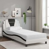  Postelja z vzmetnico bela in črna 90x190 cm umetno usnje | Shoptok.si