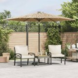 vidaXL Vrtni senčnik z LED in z jeklenim drogom rjav 288x288x225 cm | Shoptok.si
