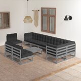 Maison Chic Seti vrtnega pohištva - Vrtna garnitura - Vrtni pohištvo set 10-delna z blazinami trdna borovina, (21815536) | Shoptok.si