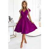 Numoco Flared dress with a clutch neckline and belt | Shoptok.si