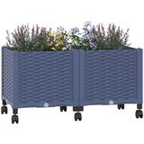  Vrtni saksija s kotačima Plavo Sivo 80 x 40 x 48 cm PP | shoptok.hr