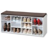 Kesper ksp15910 drveni cipelarnik beli sa jastukom za sedenje 103,5x48x29,5cm