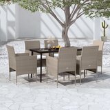  7-dijelni vrtni blagovaonski set s jastucima bež i crni | shoptok.hr