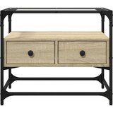 TV ormarić sa staklenom površinom boja hrasta 60x35x51 cm drvo | shoptok.hr
