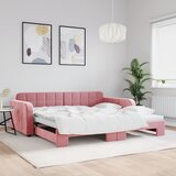  Dnevni krevet na razvlačenje ružičasti 100 x 200 cm baršunasti | shoptok.hr