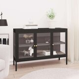  Komoda crna 105 x 35 x 70 cm od čelika i stakla Cijene