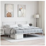 vidaXL Kovinski posteljni okvir z vzglavjem bel 183x213 cm Cene