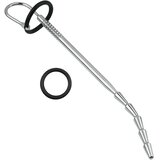 SuperLove Stainless Steel Curved Urethral Dilator with Silicone Glans Ring Cene
