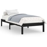  Posteljni okvir črn iz trdnega lesa 75x190 cm 2FT6, (20645479) | Shoptok.si