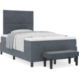  Postelja z vzmetnico z vzmetnico Temno siva 120 x 190 cm Žamet, (5000069915) | Shoptok.si