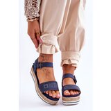 Big Star Women's Comfortable Sandals on Platform LL274869 navy blue Cene