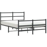 vidaXL Kovinski posteljni okvir z vzglavjem in vznožjem črn 135x190 cm | Shoptok.si