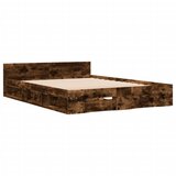  The Living Store Posteljni okvir s predali dimljen hrast 150x200 cm inž. les - Posteljni Okvir, (21499862) | Shoptok.si