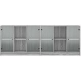 Regal za knjige s vratima siva boja hrasta 204x37x75 cm drveni | shoptok.hr