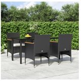  5-dijelni vrtni blagovaonski set s jastucima crni | shoptok.hr