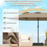 Vrt Dvostruki suncobran s postoljem, UPF 50+ i mehanizmom na ručicu, ni suncobran, 443 x 263 cm, Kava | shoptok.hr