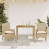 vidaXL 3-dijelni vrtni blagovaonski set s jastucima poliratan i bagrem | shoptok.hr