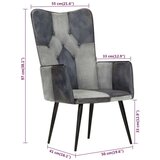  Fotelja s krilnim naslonom od prave kože siva | shoptok.hr