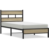 vidaXL Posteljni okvir brez vzmetnice hrast 75x190 cm inženirski les, (21608384) Cene