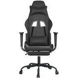  Igraća stolica od umjetne kože s osloncem za noge Crna | shoptok.hr