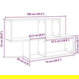vidaXL Stenska polica črna 100x20x53 cm inženirski les | Shoptok.si