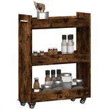 vidaXL Omarica s kolesi dimljeni hrast 60x22x79 cm inženirski les | Shoptok.si