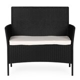Multi Garden vrtna sofa za dvije osobe s jastukom, klupa za balkon, terasu, vrt, crna | shoptok.hr