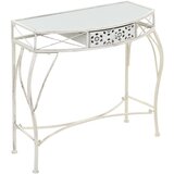  Bočni stolić u francuskom stilu metalni 82 x 39 x 76 cm bijeli | shoptok.hr