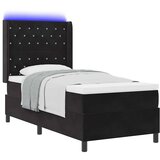 Box spring krevet s madracem Crna 100 x 200 cm Baršun - Crna 100 x 200 cm Kristal s dugmadima | shoptok.hr