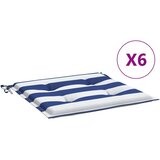  Jastuci za vrtne stolice 6 kom plavo-bijeli 40x40x4 cm tkanina | shoptok.hr