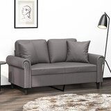 The Living Store Kavč dvosed z okrasnimi blazinami siv 120 cm umetno usnje - Kavč Dvosed, (21484075) | Shoptok.si