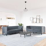  2-dijelni set sofa Chesterfield tamnosivi baršunasti | shoptok.hr