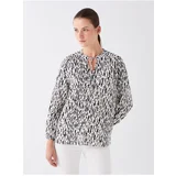 LC Waikiki Women's Pile Collar Patterned Long Sleeve Blouse