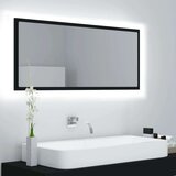 vidaXL LED kopalniško ogledalo črno 100x8,5x37 cm iverna plošča | Shoptok.si