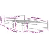  Okvir za krevet od masivnog drva crni 140 x 190 cm | shoptok.hr