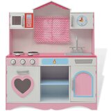 vidaXL Lesena otroška kuhinja 82x30x100 cm roza in bele barve, (20825369) | Shoptok.si