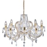 Searchlight Marie Therese Kristalni lestenec z 8 lučmi, polirana medeninasta površina, E14, (22101240) | Shoptok.si