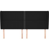  Vzglavje z ušesi črno 203x23x118/128 cm blago, (20954207) | Shoptok.si