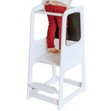Kinder Home Montessori Toranj edukativna stolica sa crnom tablom i podesivom visinom, bela, za decu od 1-4 godine | ePonuda.com