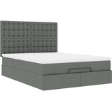 vidaXL Otomanski posteljni okvir z vzmetnico siv 140x190 cm blago | Shoptok.si