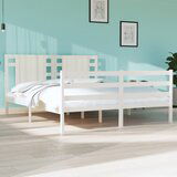 The Living Store Posteljni okvir bel iz trdne borovine 150x200 cm - Posteljni Okvir, (21530827) | Shoptok.si