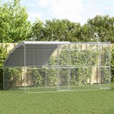 vidaXL Kletka za piščance srebrna 400 x 200 x 198.5 cm Pocinkano jeklo | Shoptok.si