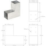 Spojnik za stupove u L-obliku od pocinčanog metala 81 x 81 mm | shoptok.hr